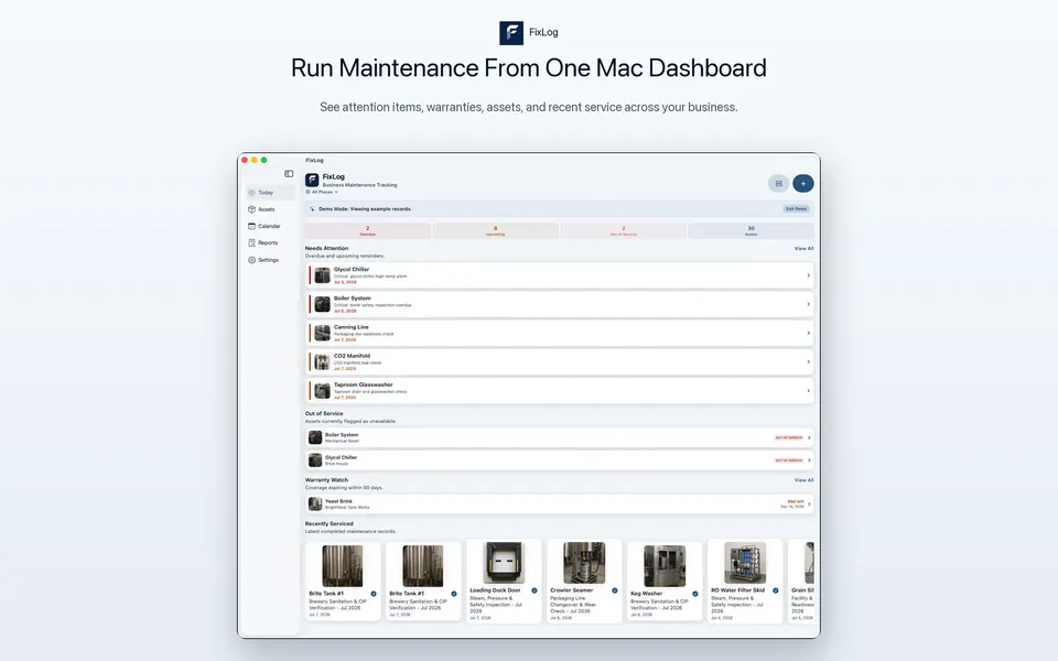 Tendory Mac dashboard showing home overview
